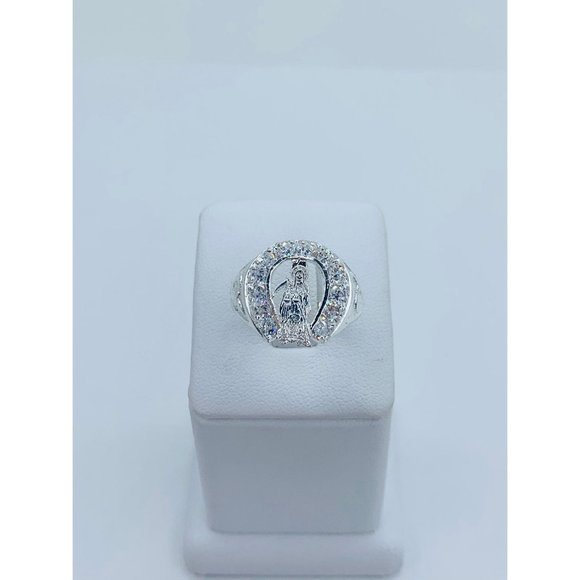 925 Sterling Silver Ring Santa Muerte / Saint Death horseshoe Size 10.5 - 12